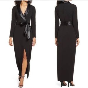 Eliza J Long Sleeve Black Satin Collar Tuxedo
Gown Dress Size 4.    2072